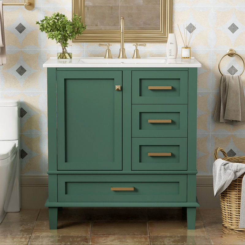 Modern Bathroom Cabinet with Sink Combo Set, Green