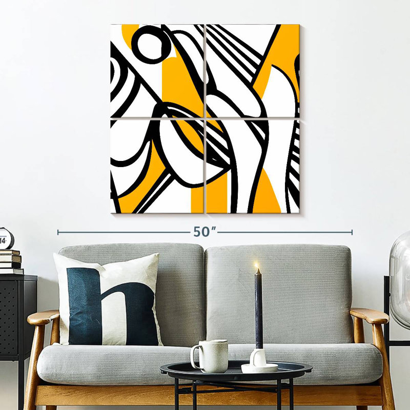 Avery Black And Yellow Lines, 32" H x 32" W