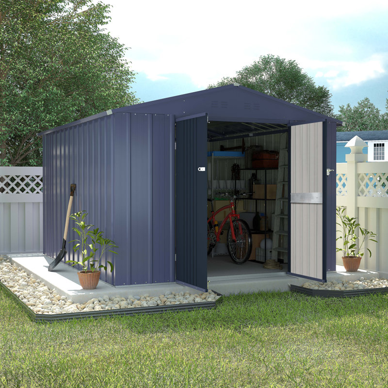 96''W Metal Storage Shed, 76" H x 96" W x 96" D