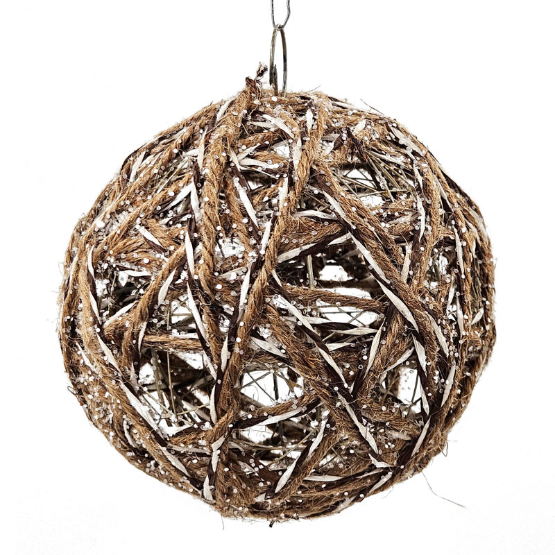 Rattan Ball Hanging Ornament  Set of 12  5"Dia.  Brown