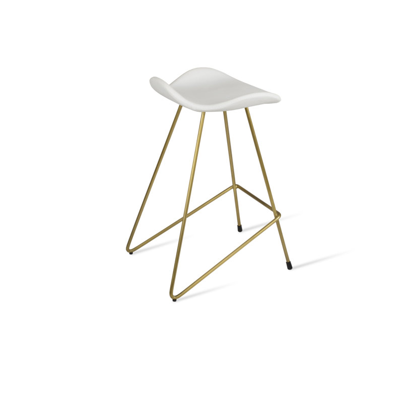 Tabouret de bar et de bar Falcon Cat, Tabouret de bar (hauteur du siège 28 po), Similicuir noir, Laiton