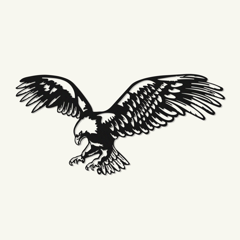 Large Black Steel Eagle Wall Art Decor