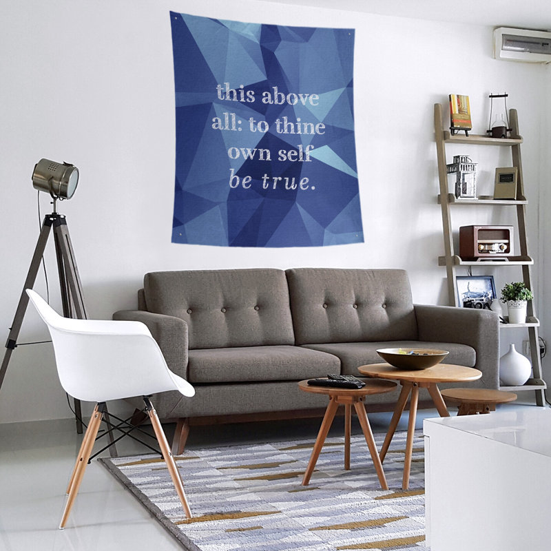 Tapisserie en polyester en faux gemme, H 27,5 po x l 37,5 po, Saphir