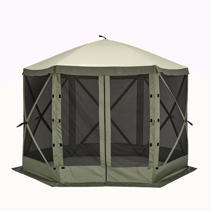 Tente pour abri de jardin Pop Up, abri de soleil avec auvent à 6 côtés avec 6 toiles d'intimité amovibles et fenêtres en filet, tente écran à installation rapide de 10 x 10 pi avec moustiquaire