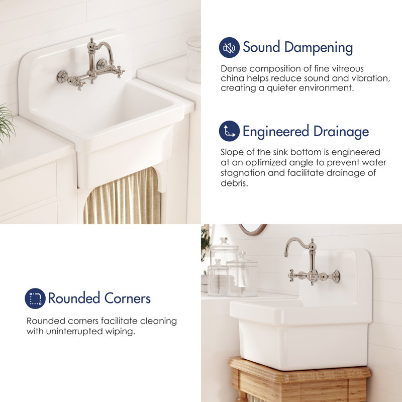 Mason 21" Farmhouse Laundry Sink, Vitreous China Wall-Mount Utility Sink