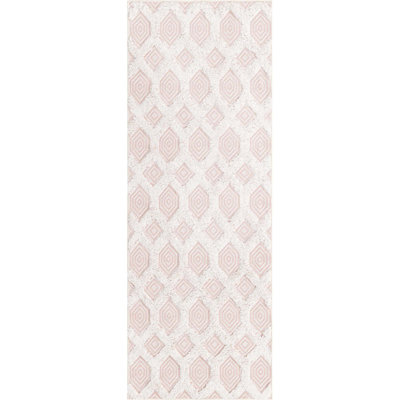 Casa Geometric Cotton Pink Area Rug