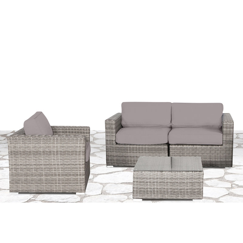 Tonioni Fully Assembled 3 - Person Seating Group with Cushions, Sunbrella Taupe