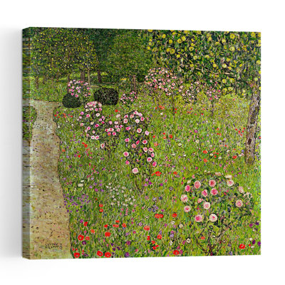 Fruit Garden With Roses, C.1911-12 Abstract Contemporary Wall Art Print by Gustav Klimt - 1 Piece Wrapped Canvas Wall Art