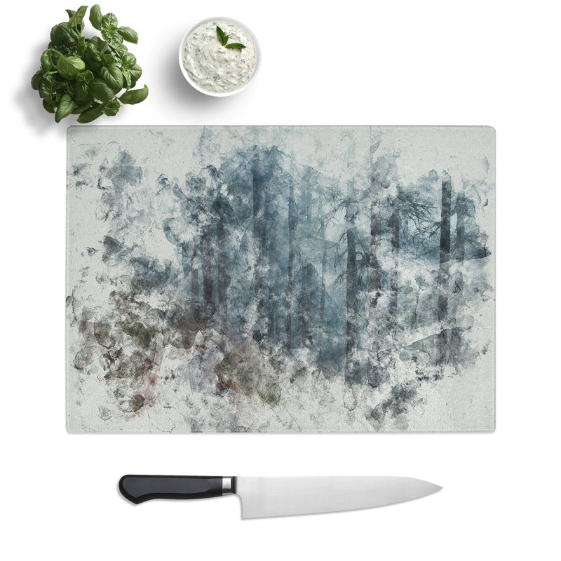 Forest Pathway Watercolour Chopping Board, 0.4cm H x 28.5cm W x 39cm L
