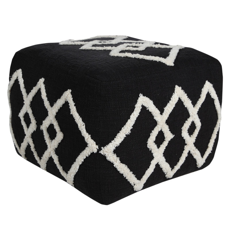 Pouf 100% coton moderne fait à la main noir et blanc