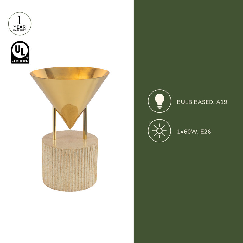 Versus 15-in Brass Table Lamp, Aged Steel