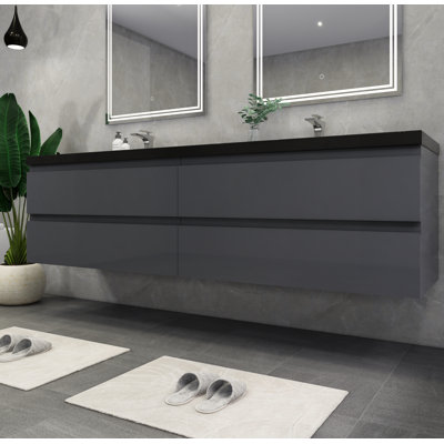 Ensemble de meuble-lavabo double mural 84 po Kirker