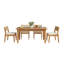 Table de salle à manger d'extérieur en bois 63 po avec 6 chaises empilables avec coussins Amenah-326197182