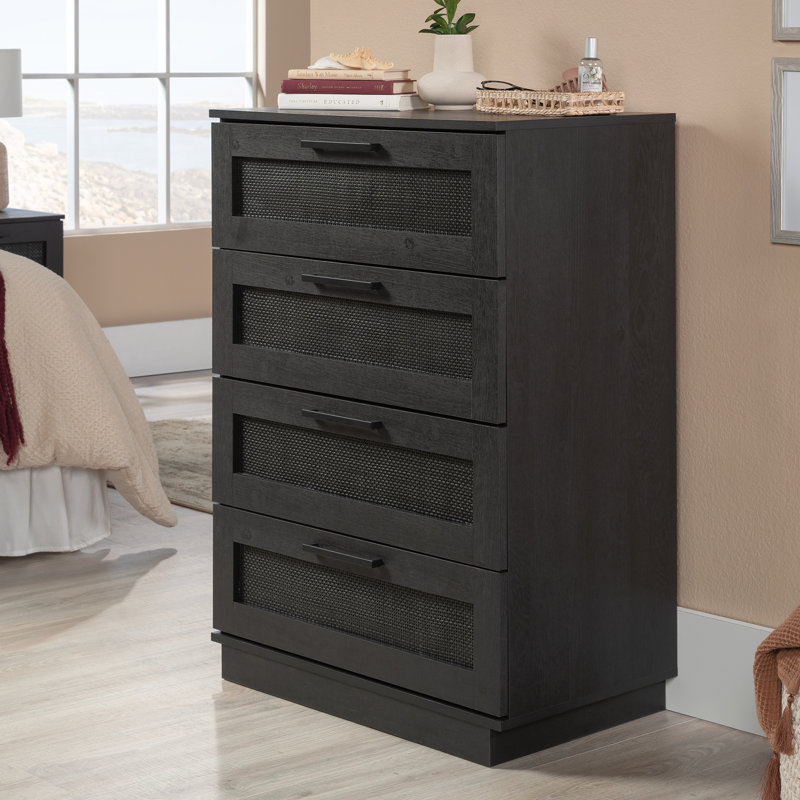 Raven Oak Black Coastal 4-Drawer Vertical Dresser
