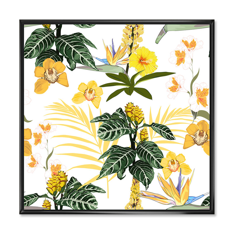 «Of Beautiful Flowers», impression sur toile, H 36 po x l 36 po x 1,5 po, Cadre flottant noir