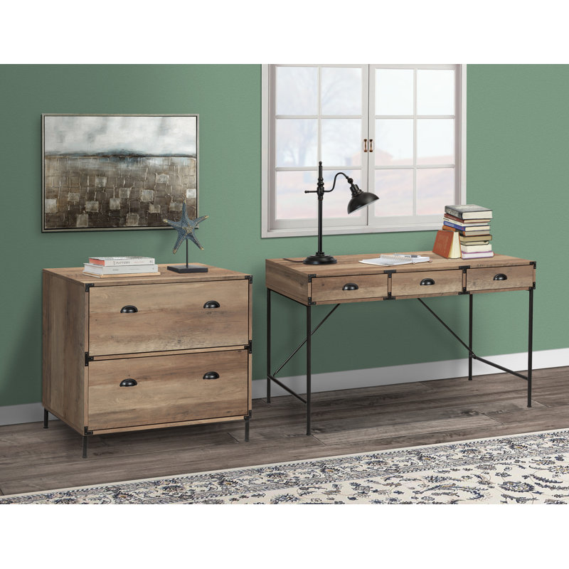 Wycombe 2 Piece Rectangular Writing Desk, Rustic Oak, 30" H  x  47" W  x  23" D