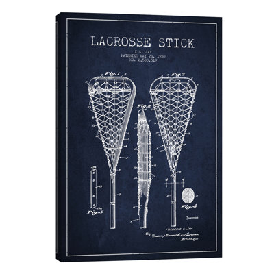 Lacrosse Stick Patent by Aged Pixel - Print on Canvas