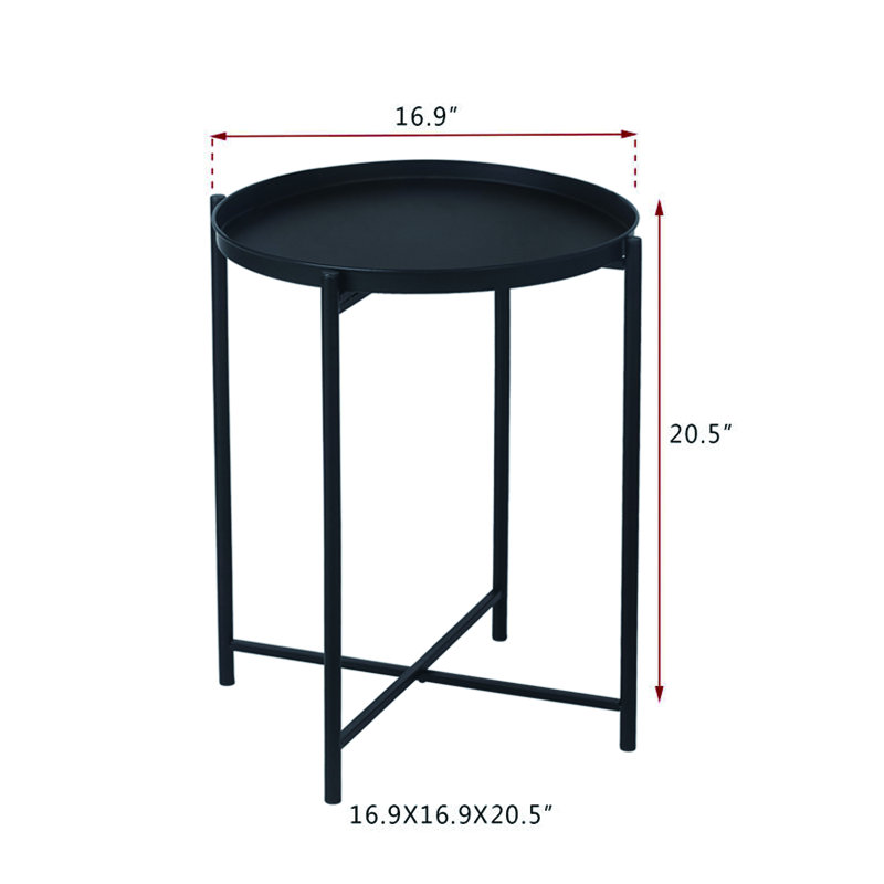Iron Tray Top End Table, Black