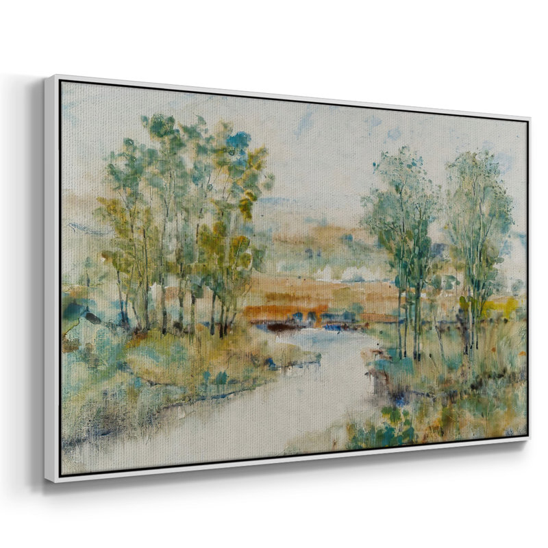 Trees on the Creek II - Toile tendue avec châssis, H 17 po x l 25 po x P 2 po, Cadre blanc