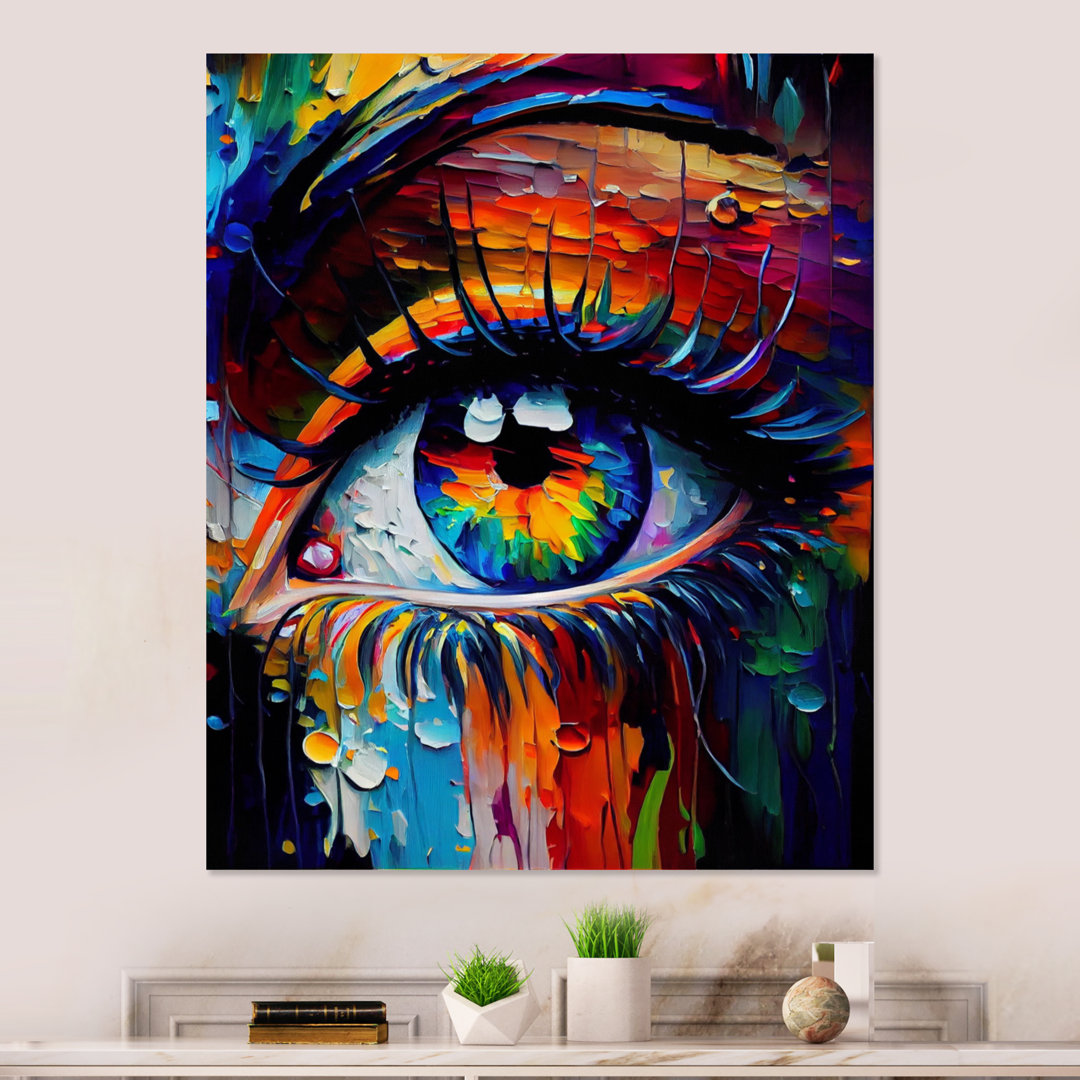 Colorful Eye II - Woman Abstract Framed Canvas Print Wall Art Trinx