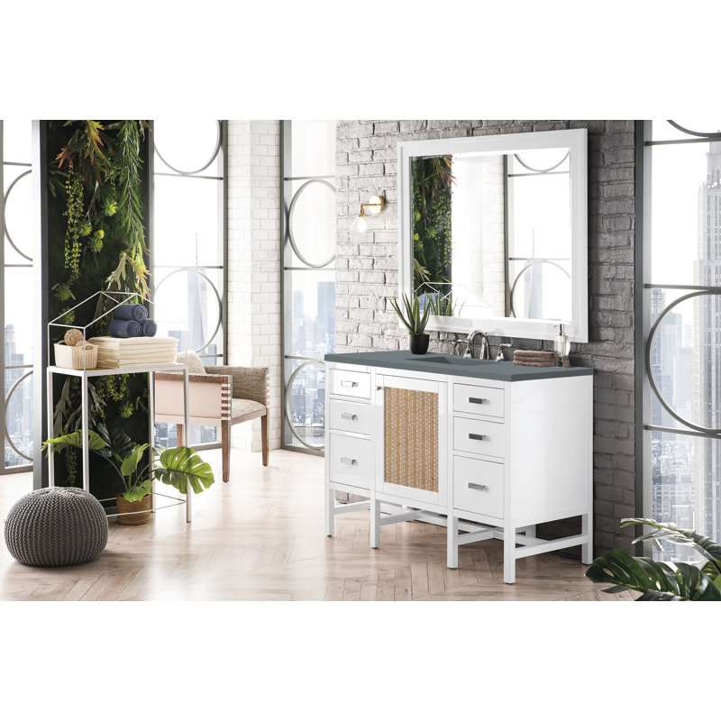 Addison 48'' W Single Vanity, Glossy White, Cala Blue, 8" Widespread