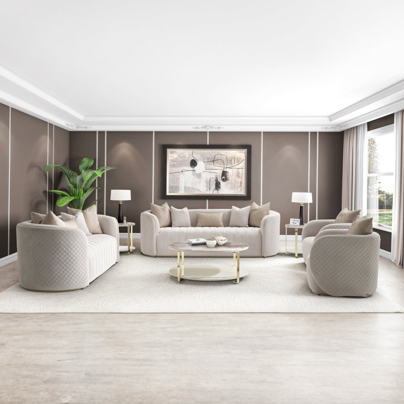 Ariana Barrel Chair, Beige Velvet