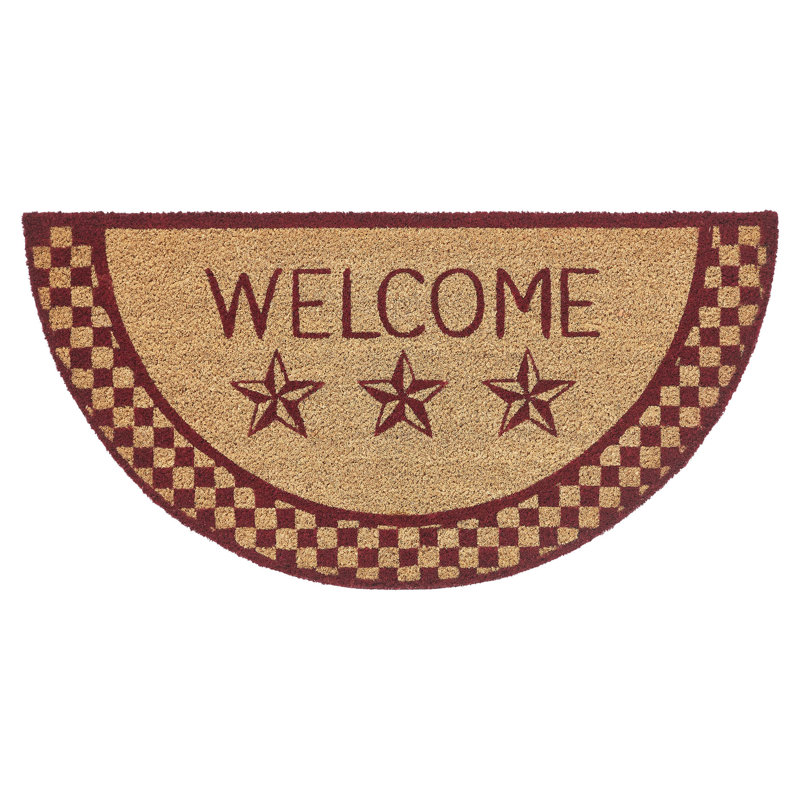 Tapis de bienvenue bourgogne à motif de carreaux et demi-cercle 16,5 x 33