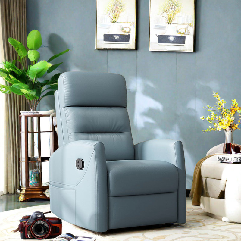 Fauteuil inclinable pivotant en similicuir Nkauj, Bleu