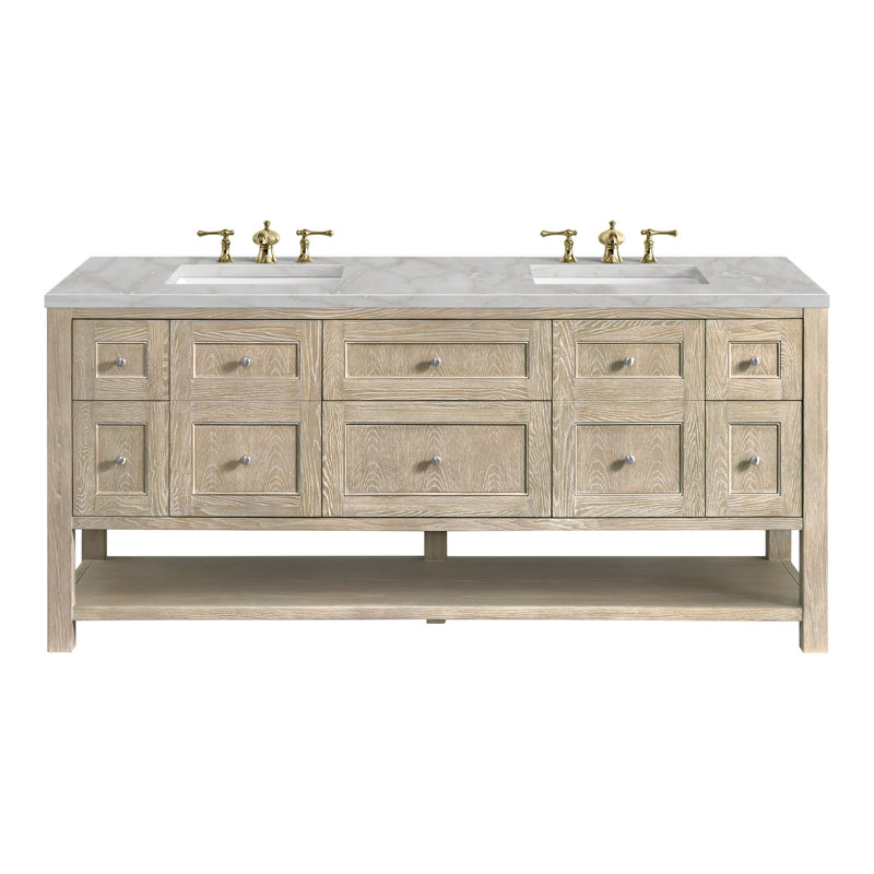 Breckenridge 72'' W Double Vanity, Whitewashed Oak, Victorian Silver, 8" Widespread