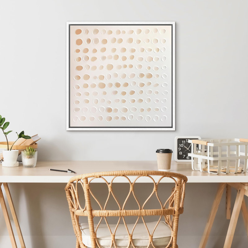 "Abstract Dot Minimalist Style", illustrations modernes encadrées sur toile, Blanc, H 16 po x l 16 po