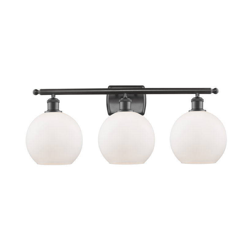 Baptista 3 - Light Dimmable Vanity Light, Cased Matte White, Black Antique Brass, No Bulb Included