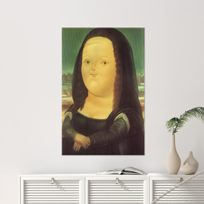 Fernando Botero Mona Lisa Printed Canvas Artwork, Flat Graphic Design,1P WhiteFramedCanvas
