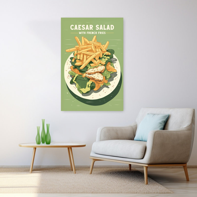 «Caesar Salad with Fries», art mural rétro, H 48 po x l 32 po