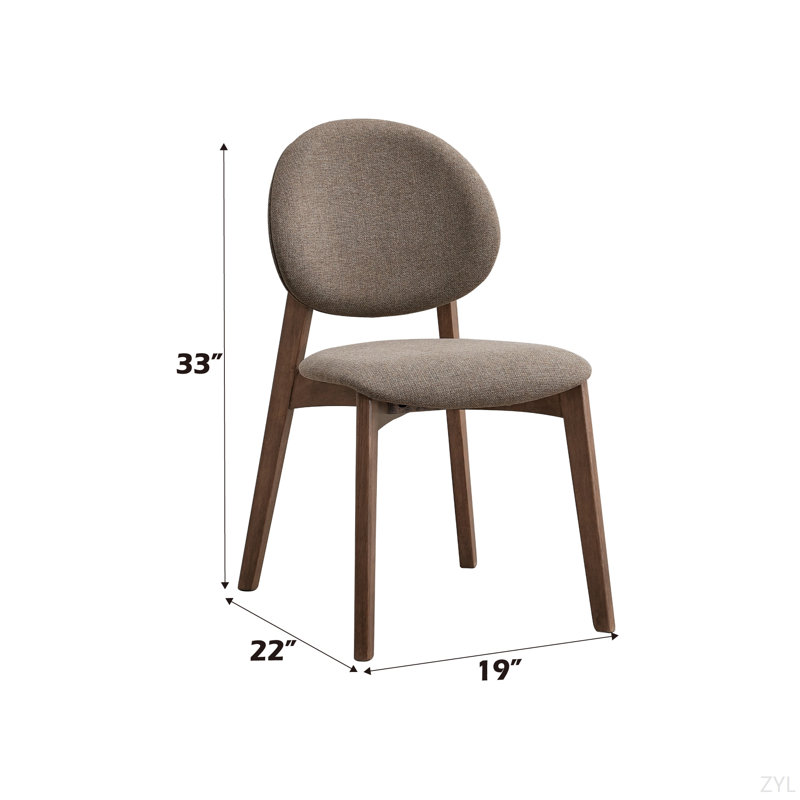 Ensemble de 2 chaises d'appoint brun clair en lin et finition noyer, Marron clair