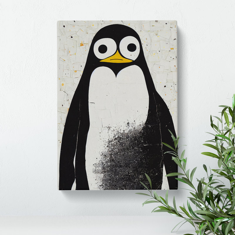 Painted Penguin No.1 - Wall Art, 50cm H x 35cm W x 3cm D, Wrapped Canvas