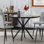 Table de salle à manger 38,5 po de style moderne avec plateau en panneau de fibres à densité moyenne et piédestal en X