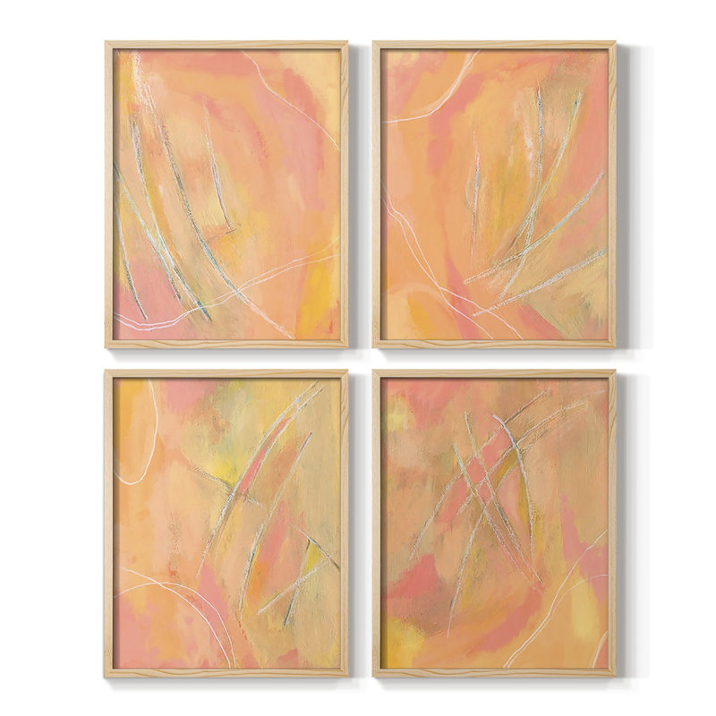 «Peach Bliss I», ensemble de 4 reproductions encadrées, Naturel