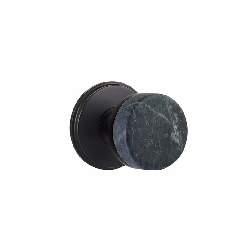 Select Round Knob with Round Rosette, Flat Black, Privacy (Bed & Bath)