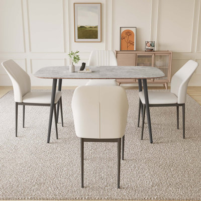 Ensemble de table de salle à manger rectangulaire 55,1 po, table de cuisine moderne, pieds en acier (1 table et 4 chaises)