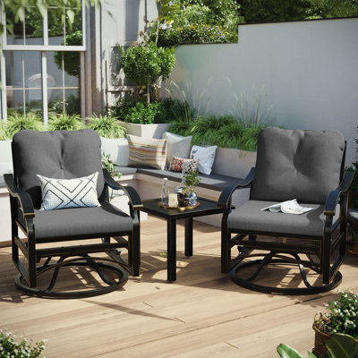 Terriana 2-Person Outdoor Seating Group with Cushions,Metal Swivel Glider Chair