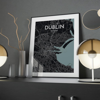 Dublin City Map In Midnight - No Frame Print