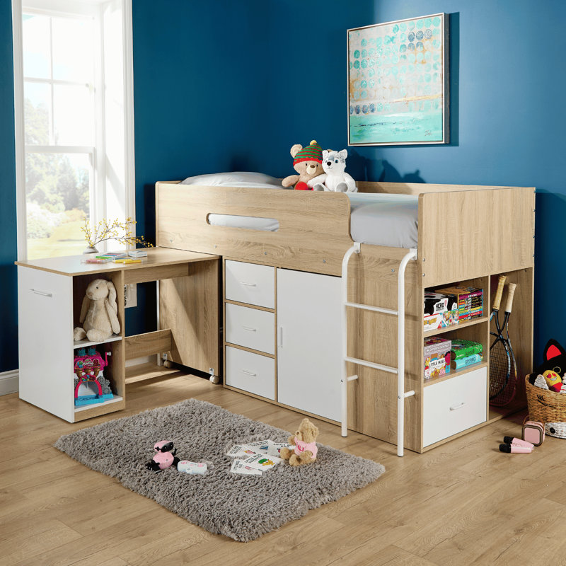 Single (3') Cabin Bed Bed Frame with Storage Included with Built-in Ladder Included with Desk Included