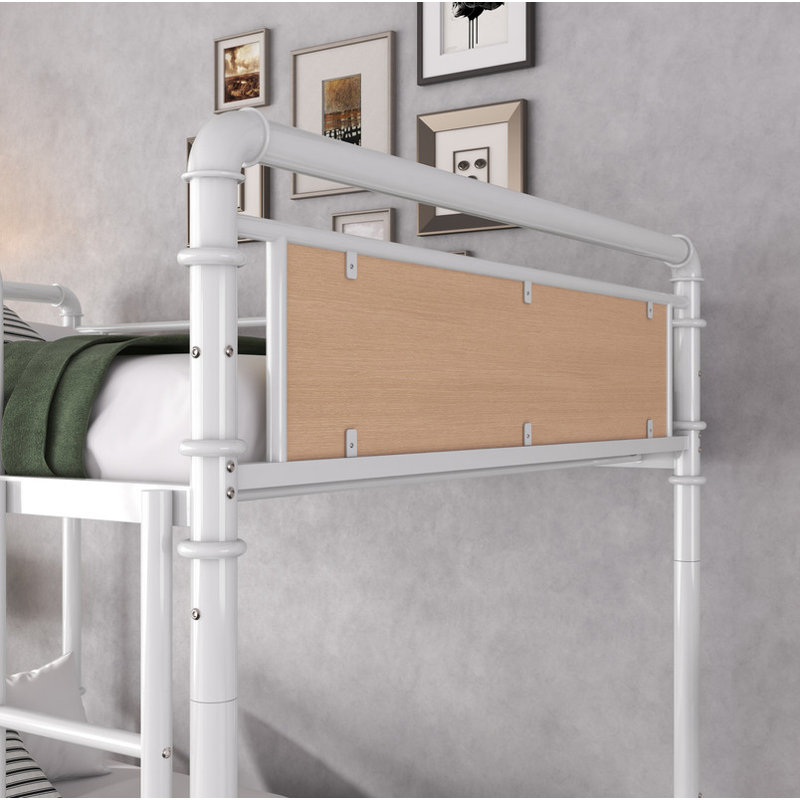 Lit superposé simple TG au-dessus de simple TG, lits superposés détachables industriels avec garde-corps pour adolescents, blanc