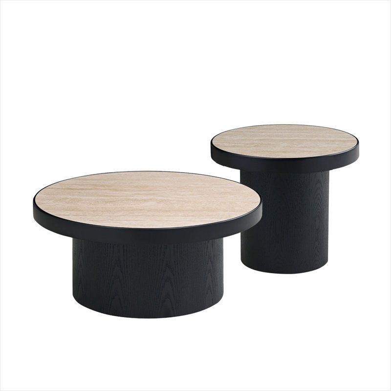 Ensemble de 2 tables basses rondes en panneau de fibres à densité moyenne