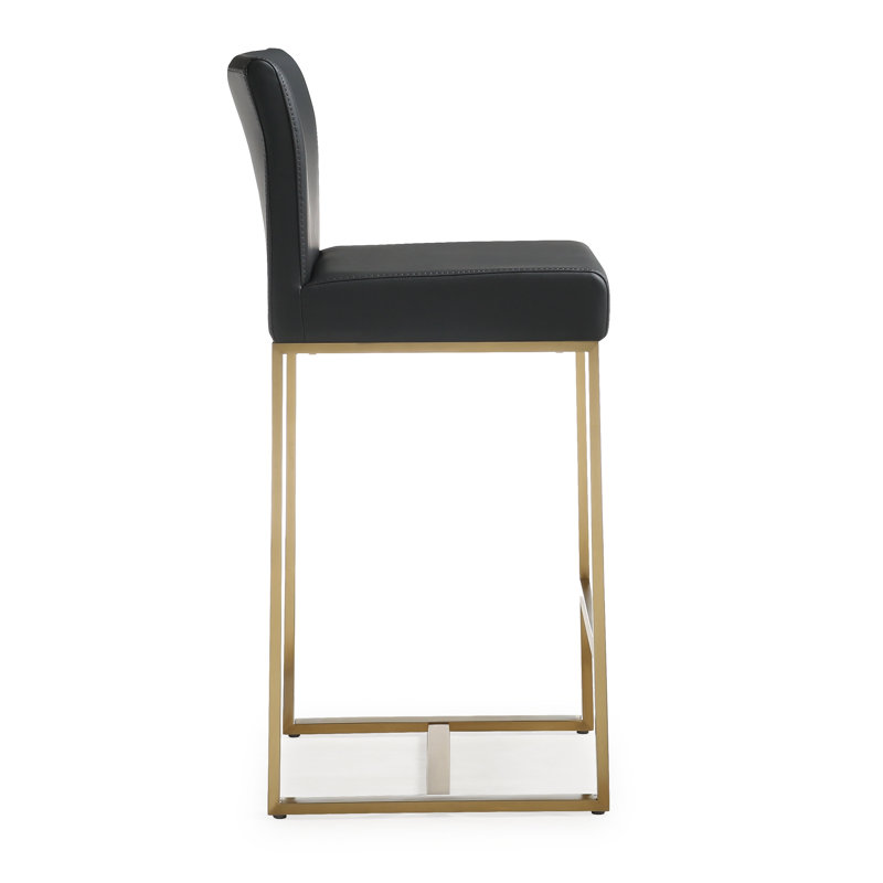 Upholstered Bar Stool, Black/Gold, 68.6cm
