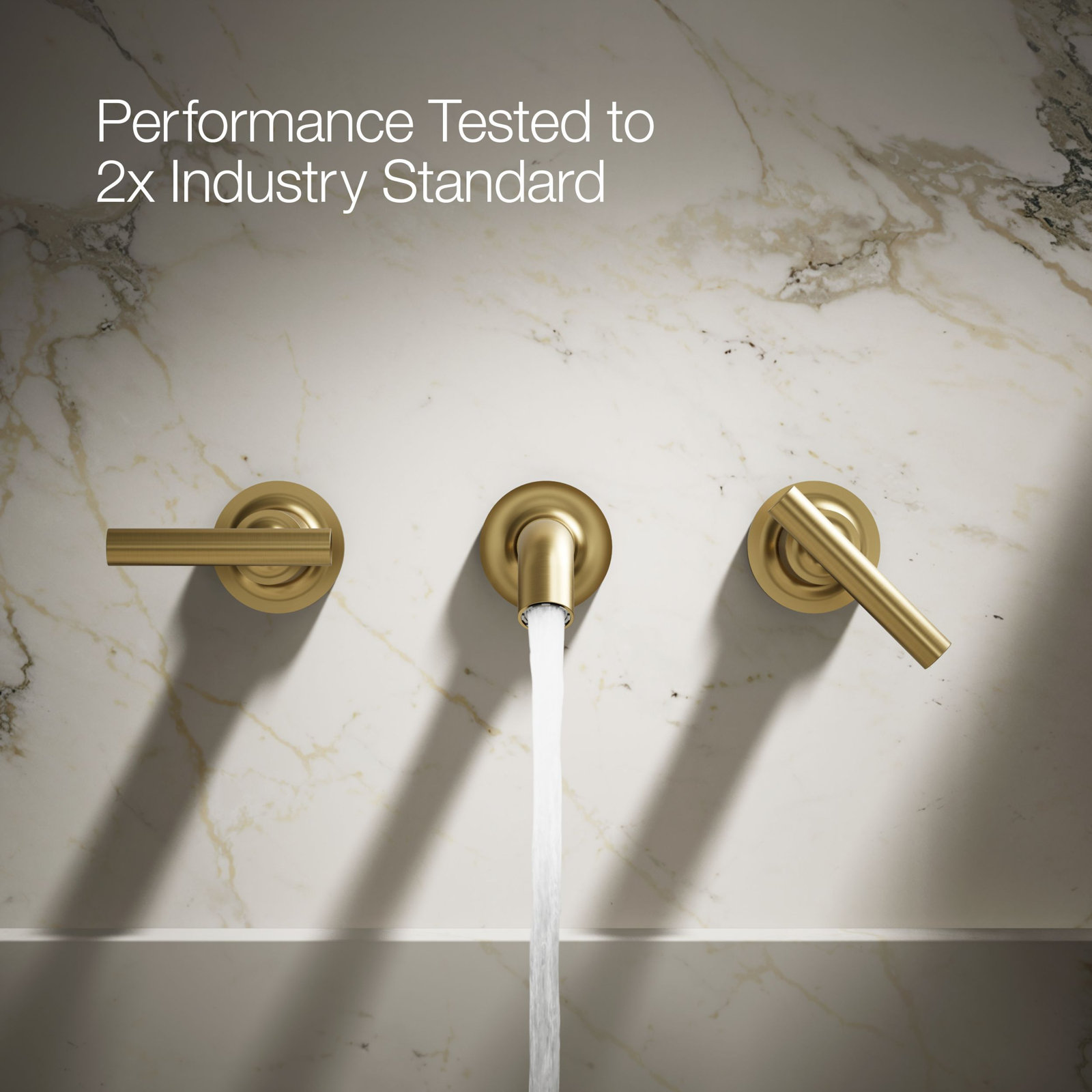 Purist Wall-Mounted Bathroom Faucet, Lever Handle, Vibrant Brushed Moderne Brass