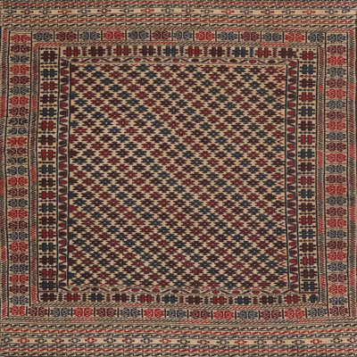 Tapis orange/bleu traditionnel