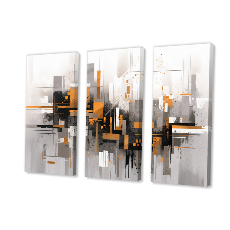 Ensemble de décorations murales orange gris et gris audacieux, H 40 po x l 60 po x P 1 po