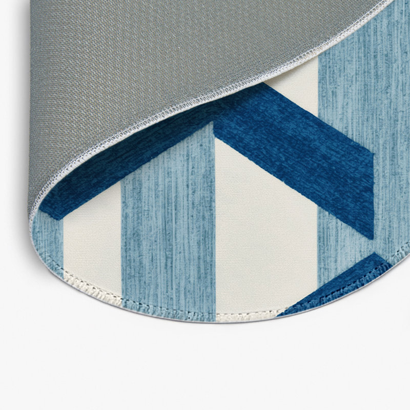 Tapis d'intérieur et d'extérieur à carreaux bleu, Rond 5 pi