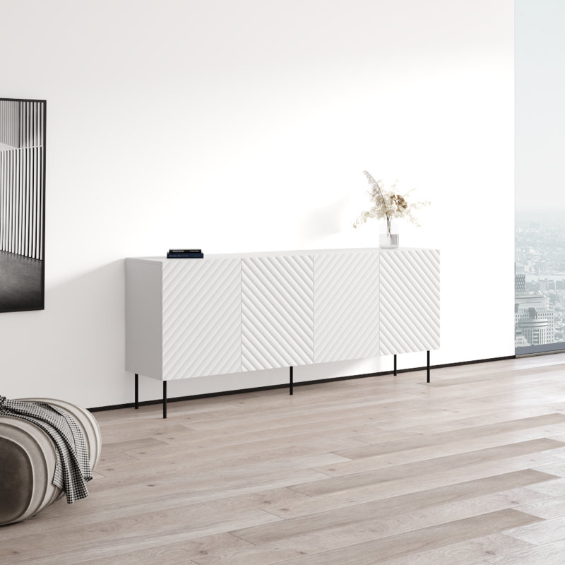 Buffet 74,8 po Onda avec finition mate, Blanc